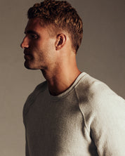 Textured Raglan Crewneck in Heather Grey