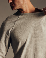 Textured Raglan Crewneck in Heather Grey