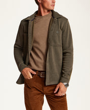 Pebble Knit Shirt Jacket in Forest Night