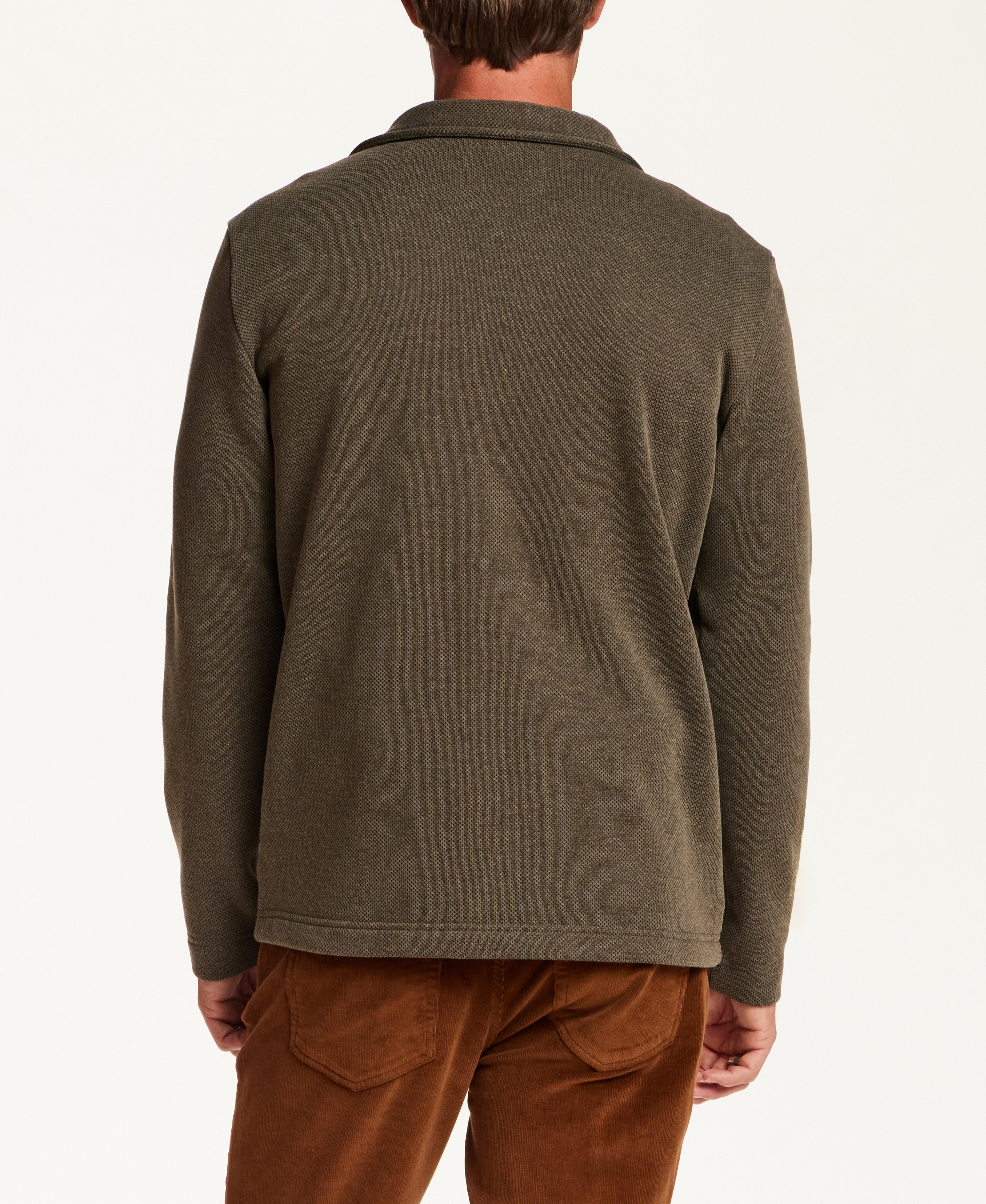 Pebble Knit Shirt Jacket in Forest Night