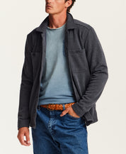 Pebble Knit Shirt Jacket in Midnight Navy