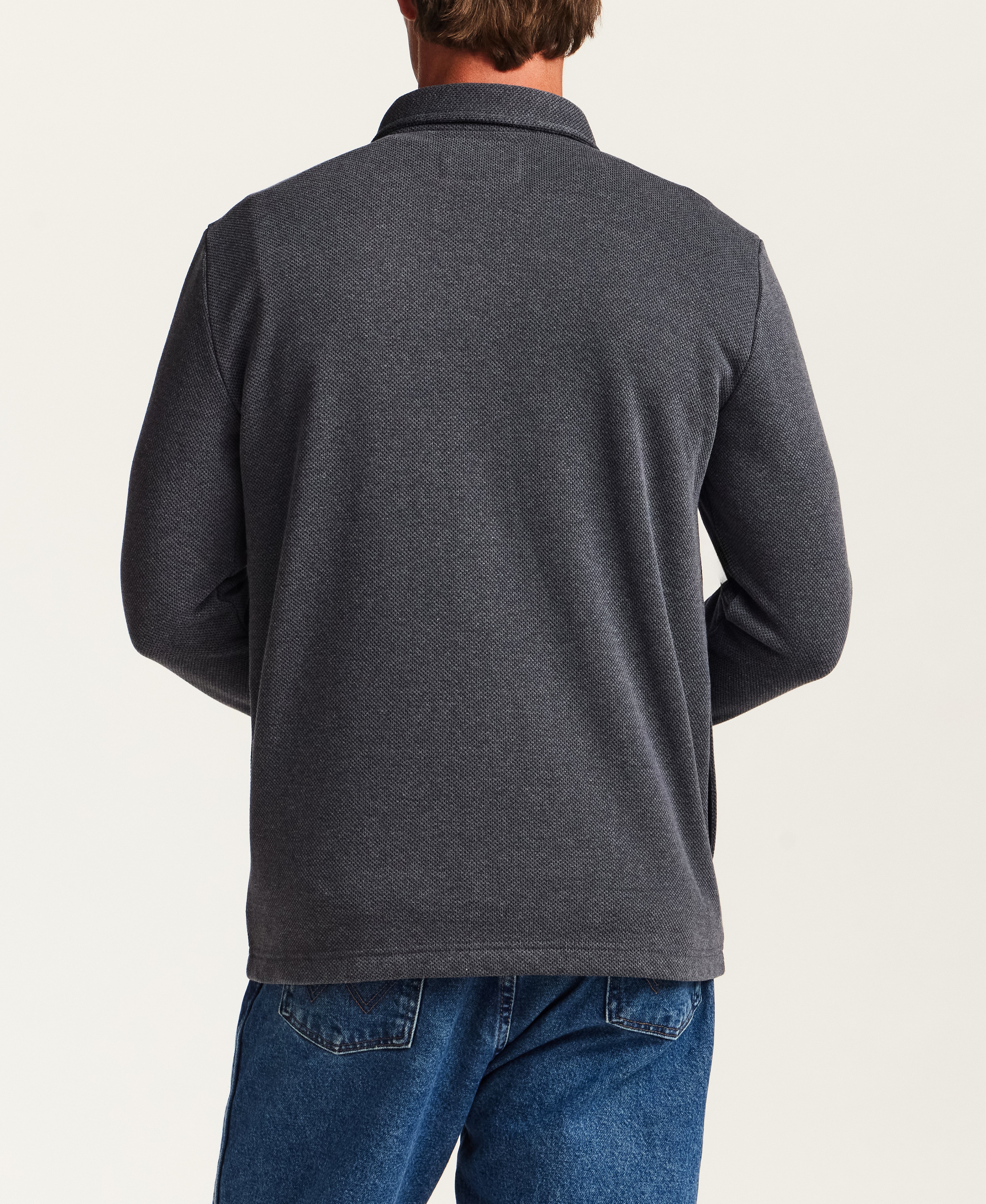 Pebble Knit Shirt Jacket in Midnight Navy