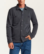 Pebble Knit Shirt Jacket in Midnight Navy