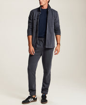 Pebble Knit Shirt Jacket in Midnight Navy