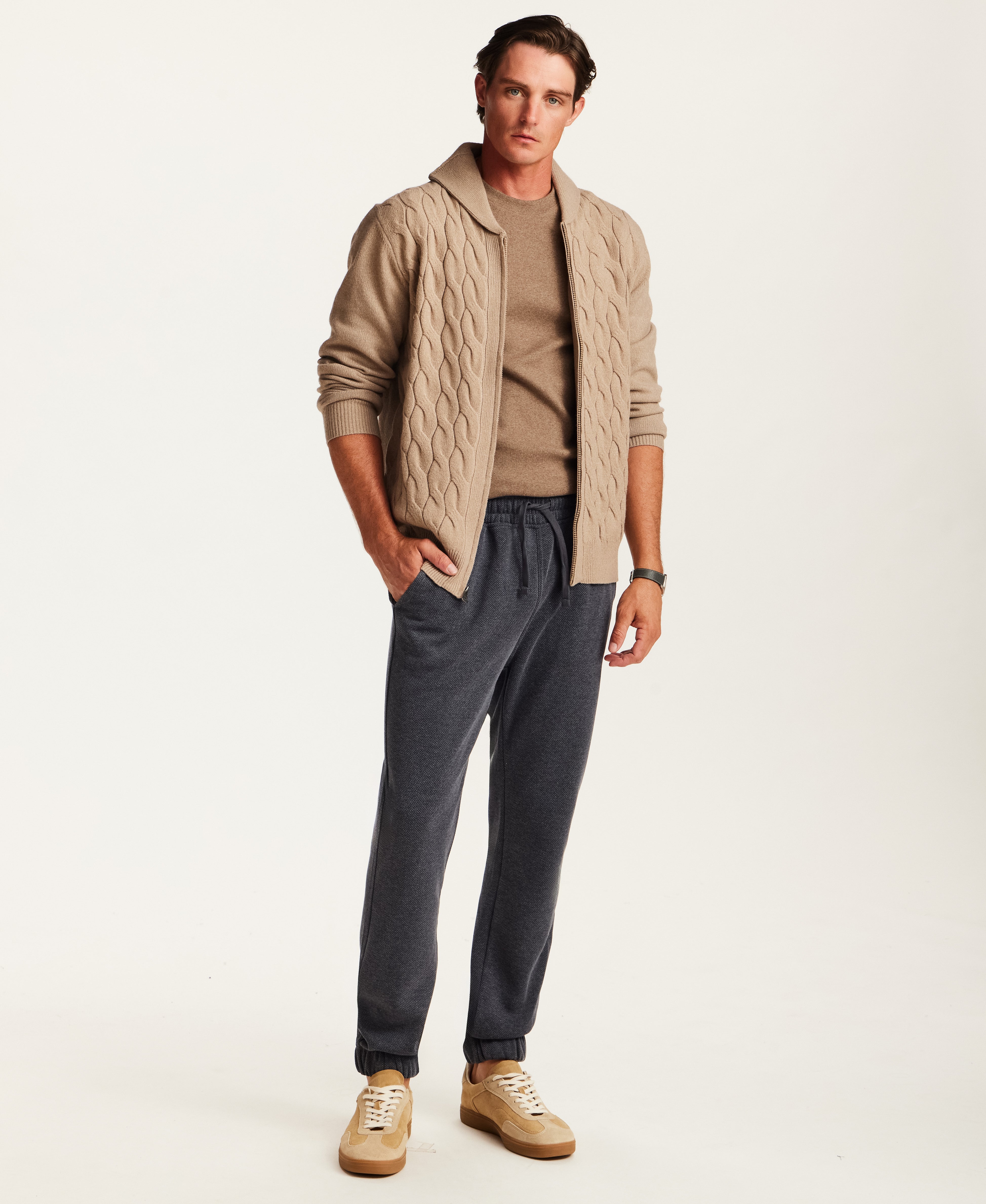 Pebble Fleece Jogger in Midnight Navy
