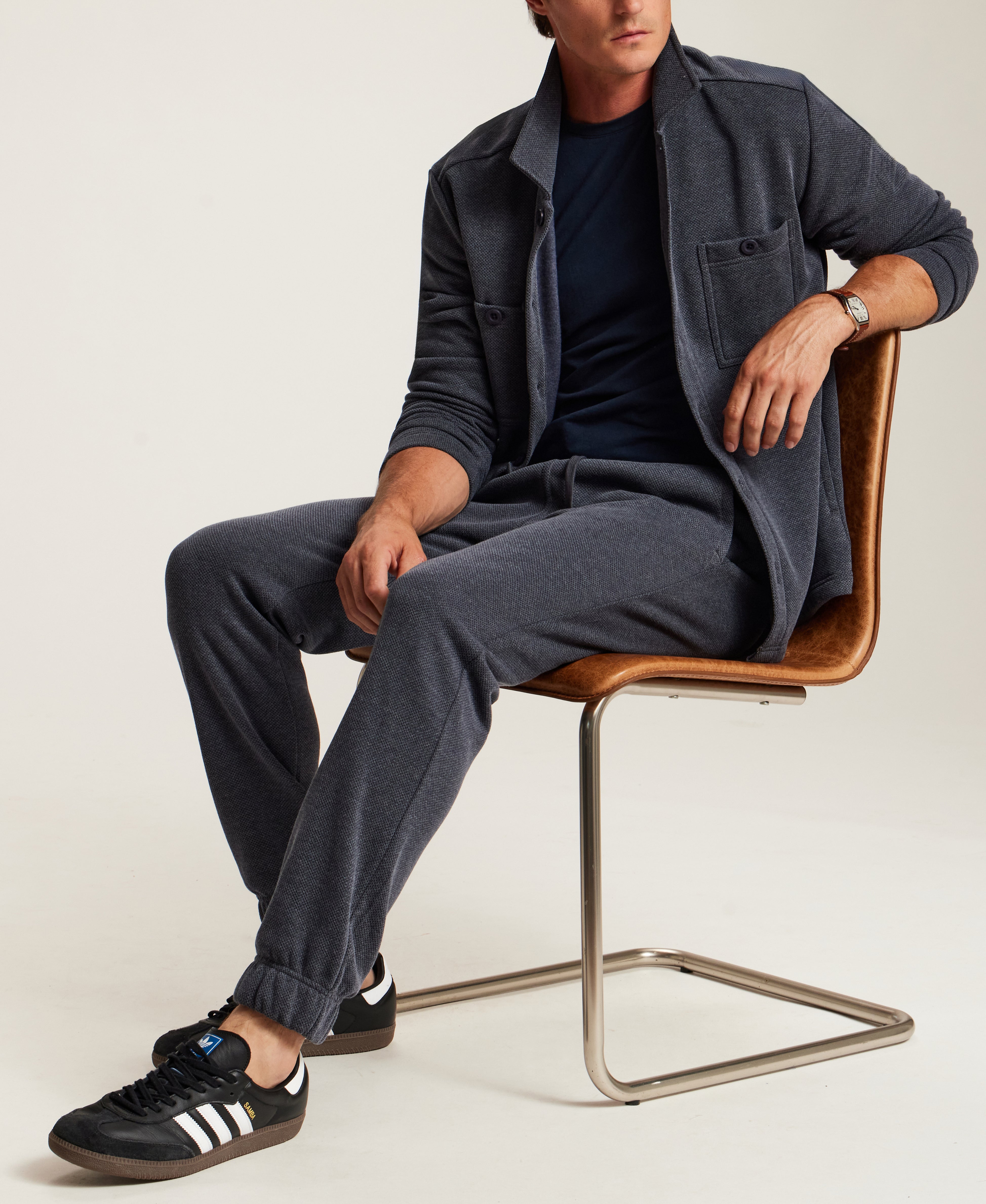 Pebble Fleece Jogger in Midnight Navy