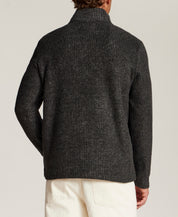 Textured Grid Quarter-Zip in Black Beauty