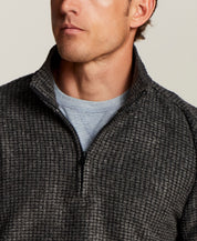 Textured Grid Quarter-Zip in Black Beauty