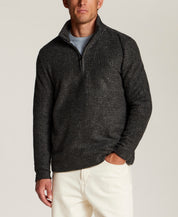 Textured Grid Quarter-Zip in Black Beauty