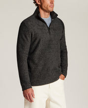 Textured Grid Quarter-Zip in Black Beauty