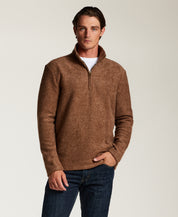 Textured Grid Quarter-Zip in Spanish Brown