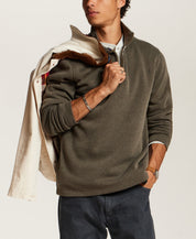 Pebble Fleece Quarter-Zip in Forest Night