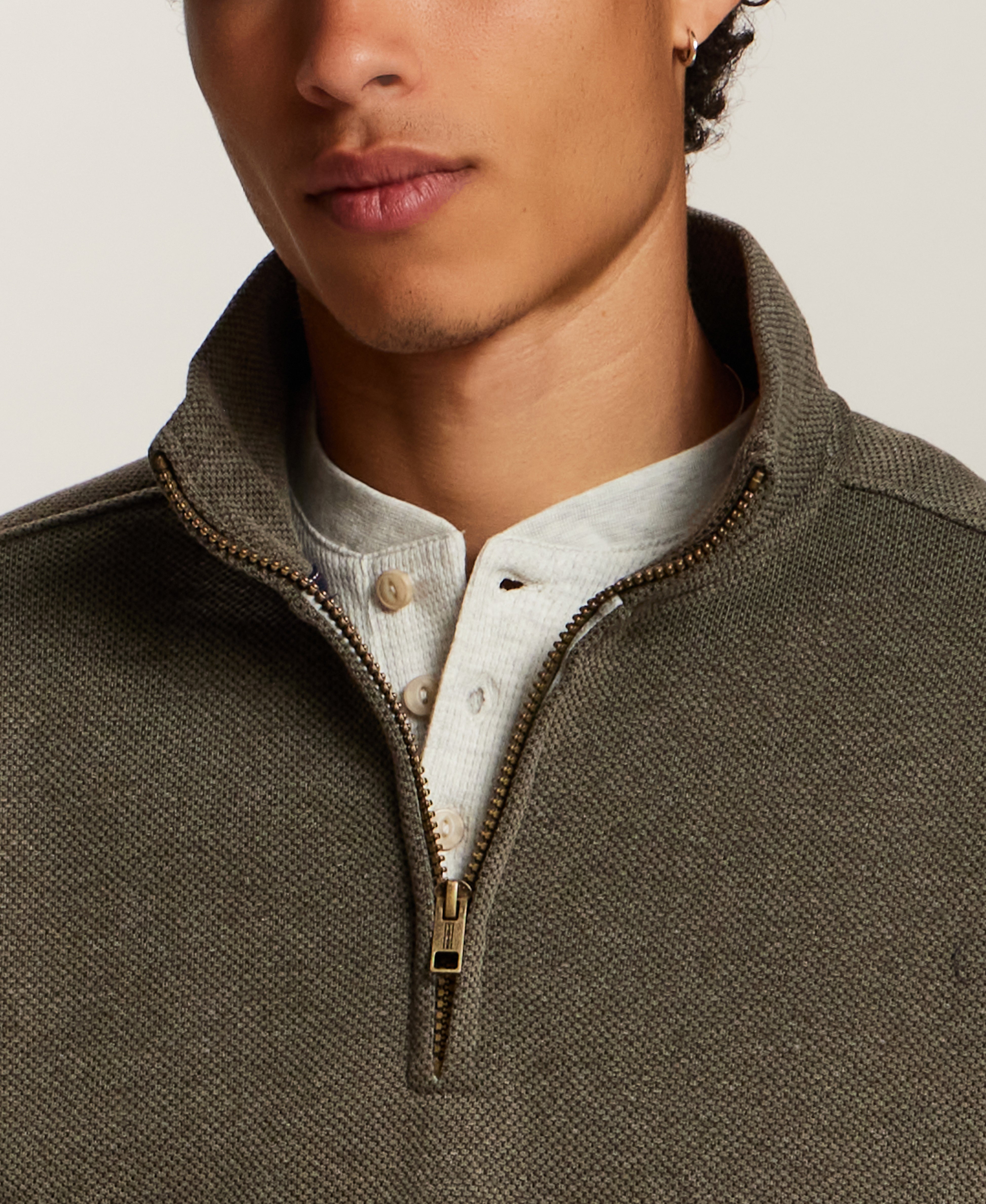 Pebble Fleece Quarter-Zip in Forest Night