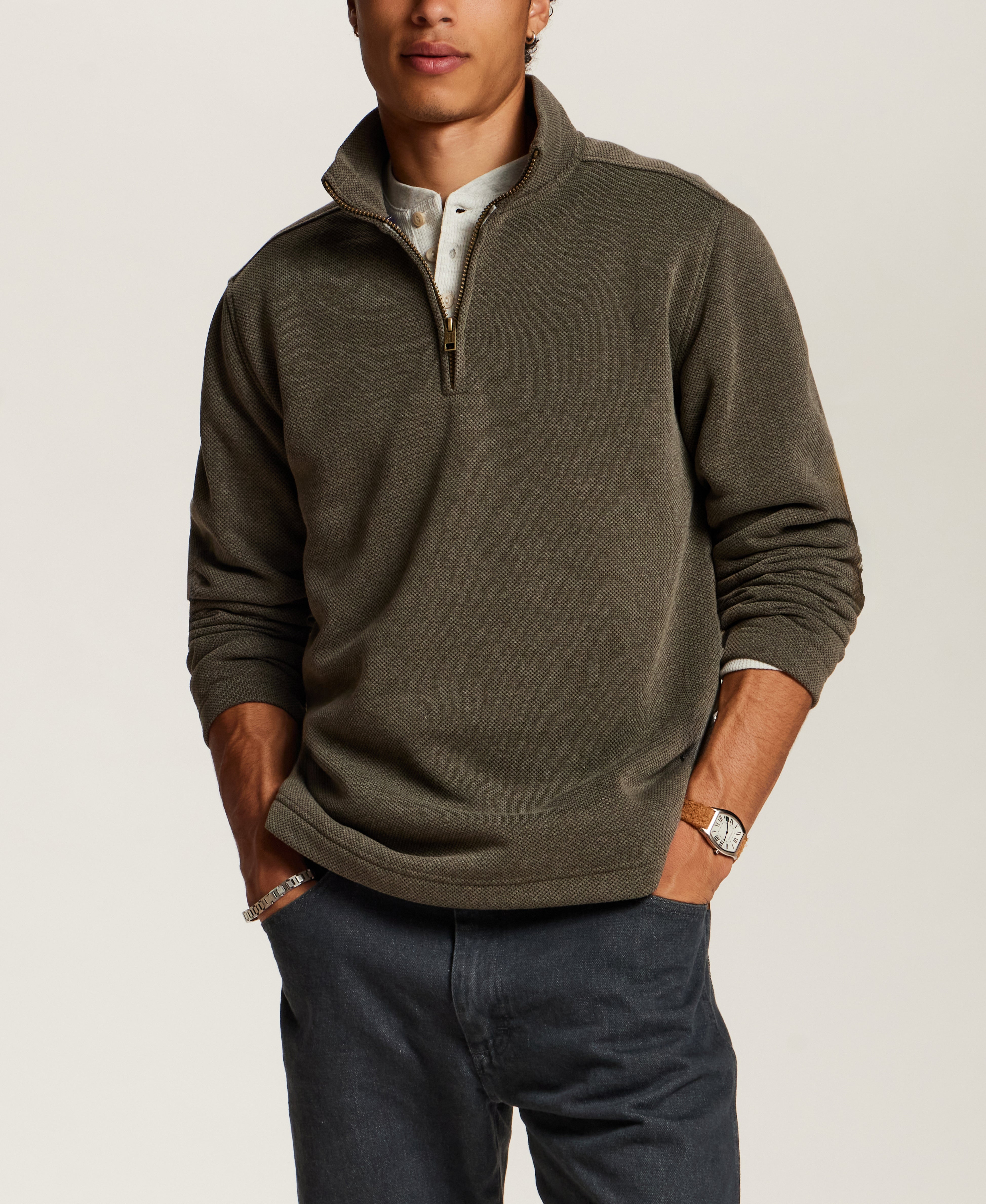Pebble Fleece Quarter-Zip in Forest Night
