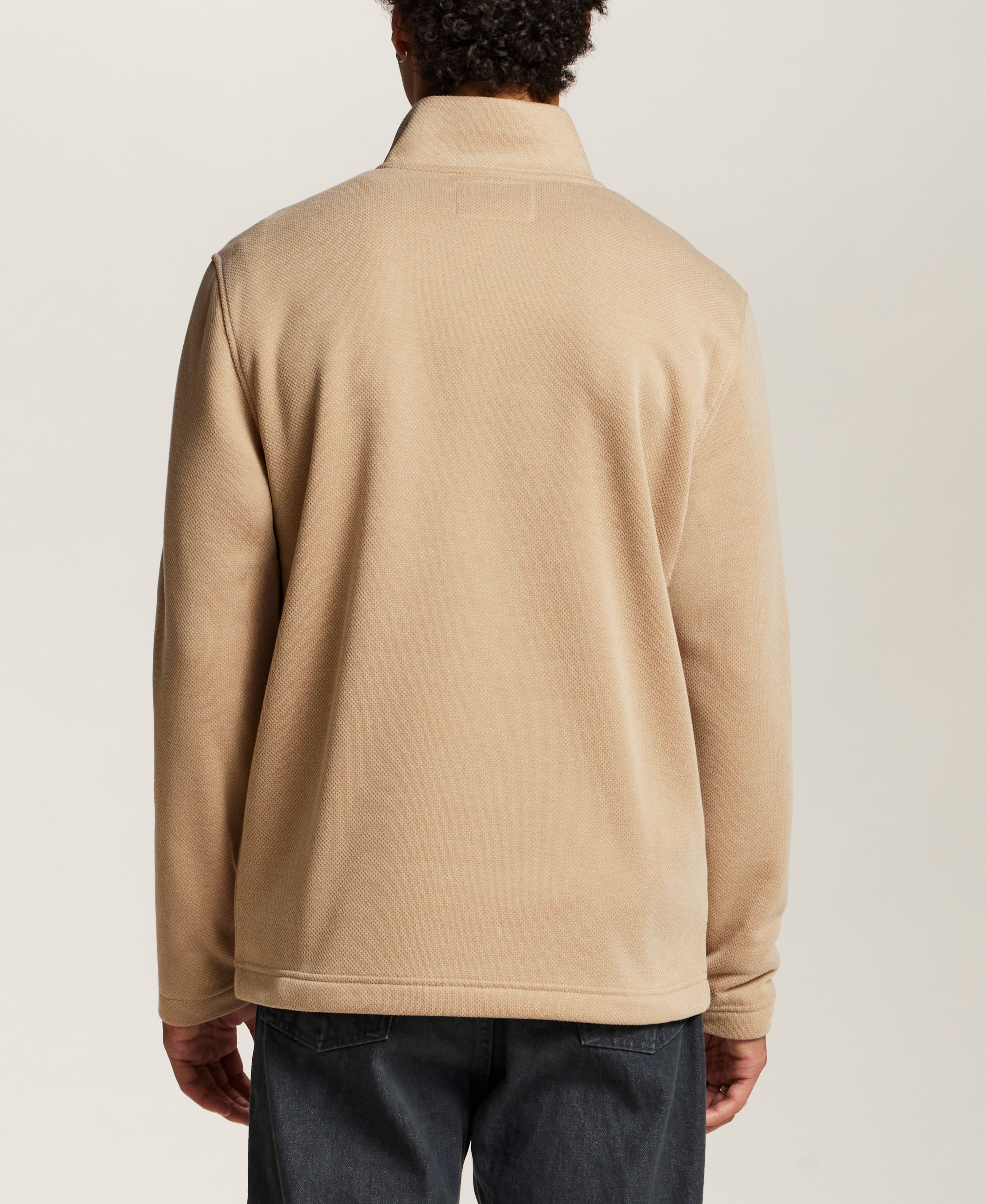 Pebble Fleece Quarter-Zip in Tan