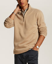 Pebble Fleece Quarter-Zip in Tan