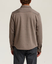 Knit Check Shirt Jacket in Chestnut