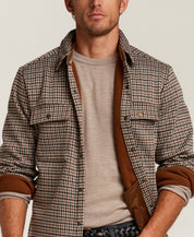 Knit Check Shirt Jacket in Chestnut