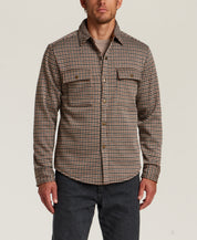 Knit Check Shirt Jacket in Chestnut