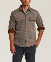 Knit Check Shirt Jacket in Chestnut
