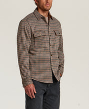 Knit Check Shirt Jacket in Chestnut
