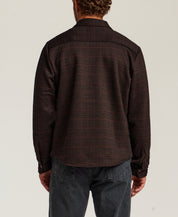 Knit Check Shirt Jacket in Dark Brown