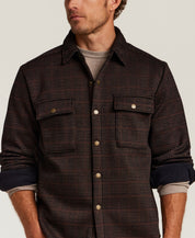 Knit Check Shirt Jacket in Dark Brown