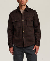 Knit Check Shirt Jacket in Dark Brown