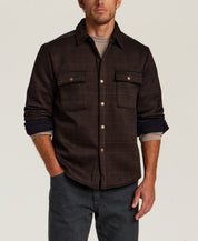 Knit Check Shirt Jacket in Dark Brown