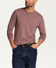 Long Sleeve Brushed Jersey Henley in Rose Taupe Heather