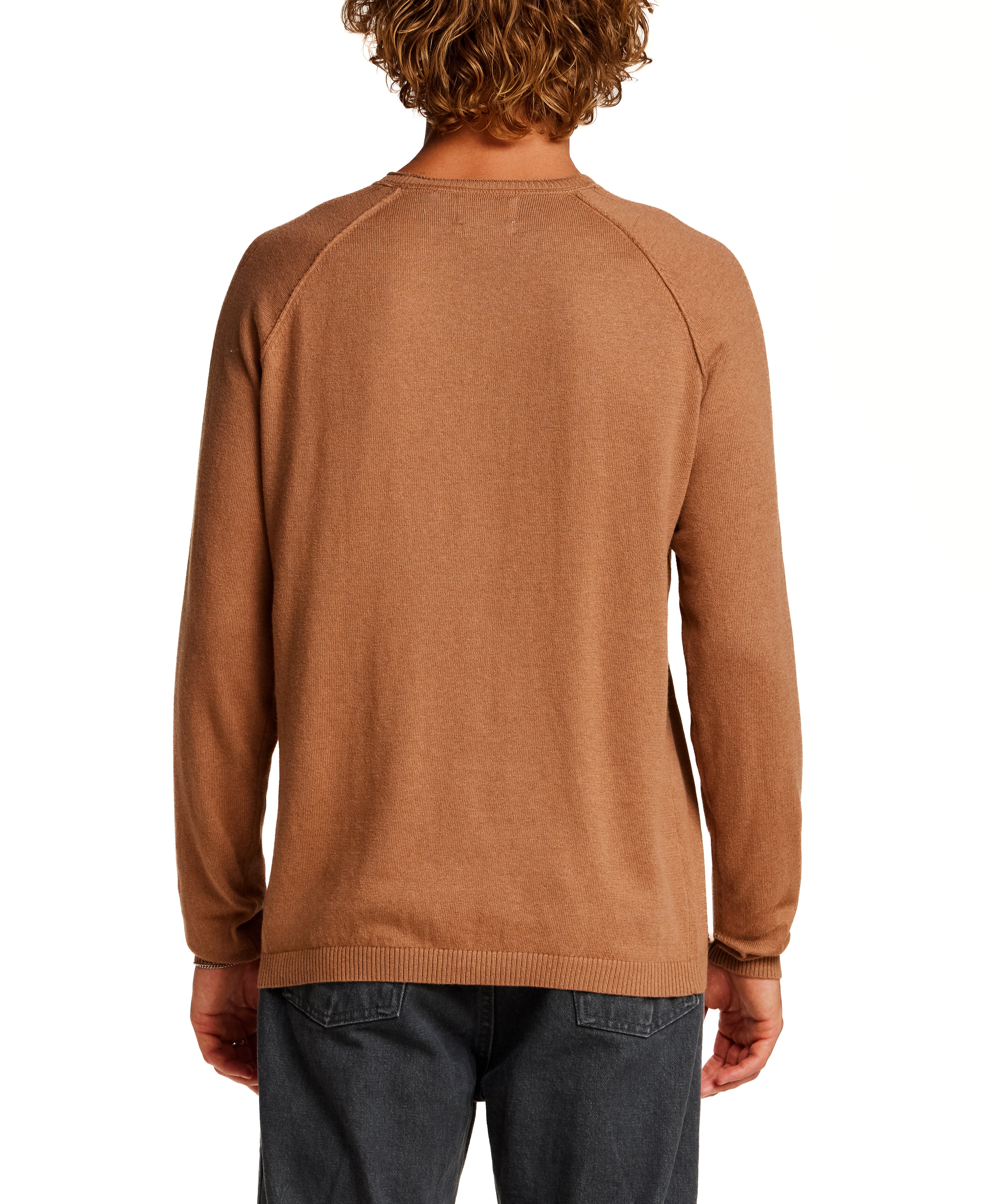 Cotton-Cashmere Raglan Sweater in Camel