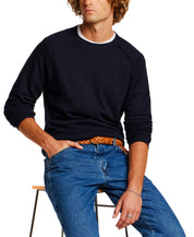 Cotton-Cashmere Raglan Sweater in Navy