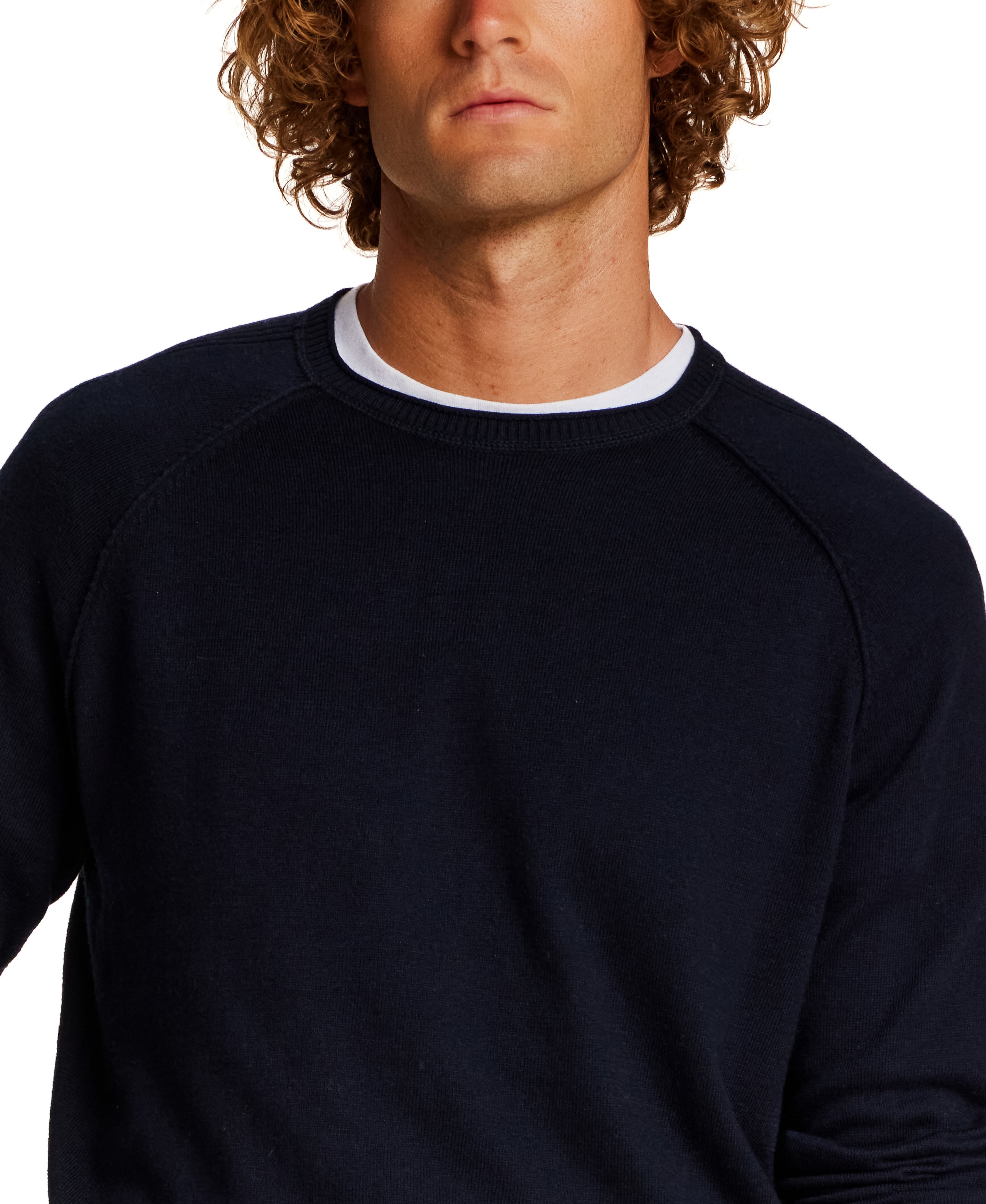 Cotton-Cashmere Raglan Sweater in Navy