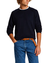 Cotton-Cashmere Raglan Sweater in Navy