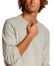 Cotton-Cashmere Raglan Sweater in Silver Heather