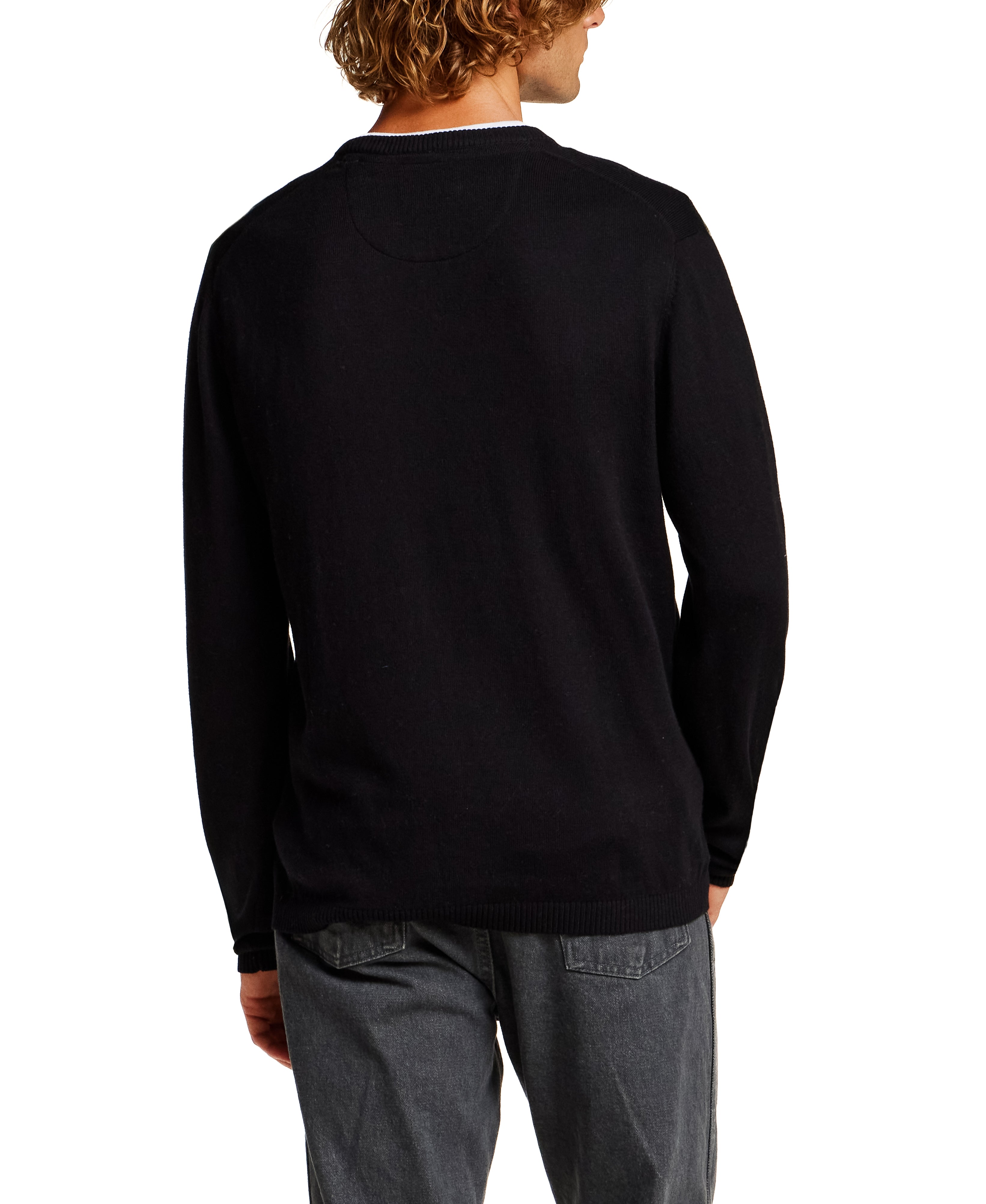 Cotton-Cashmere V-Neck Sweater in Black