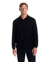 Cotton-Cashmere Polo Sweater in Black