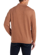 Cotton-Cashmere Polo Sweater in Camel