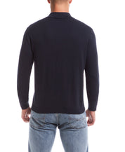 Cotton-Cashmere Polo Sweater in Navy