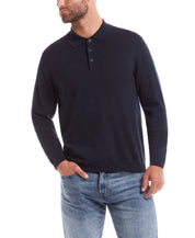 Cotton-Cashmere Polo Sweater in Navy