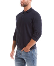 Cotton-Cashmere Polo Sweater in Navy