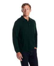 Cotton-Cashmere Polo Sweater in Ponderosa Pine