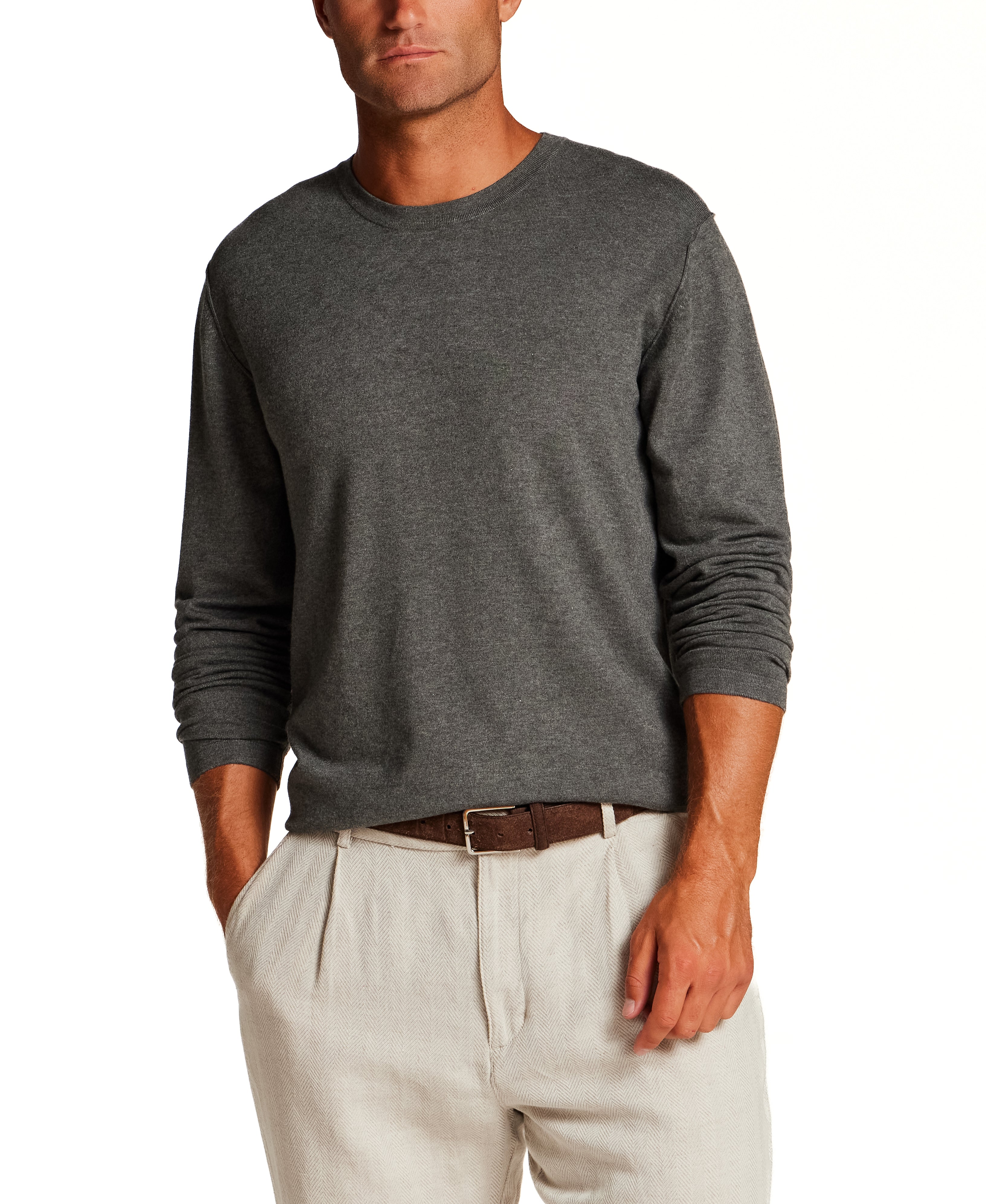 Stretch Crew Neck Sweater in Charcoal Heather