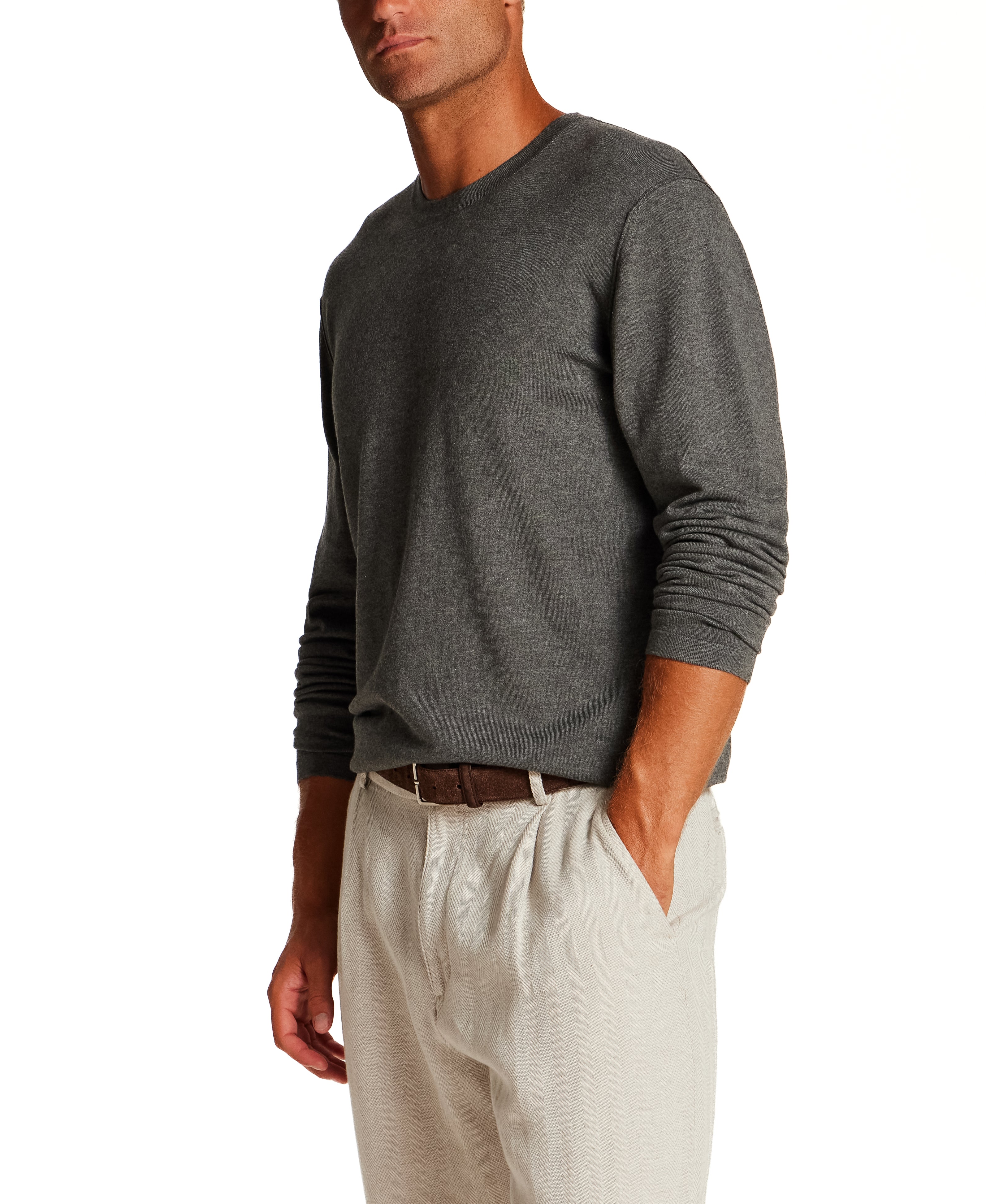 Stretch Crew Neck Sweater in Charcoal Heather