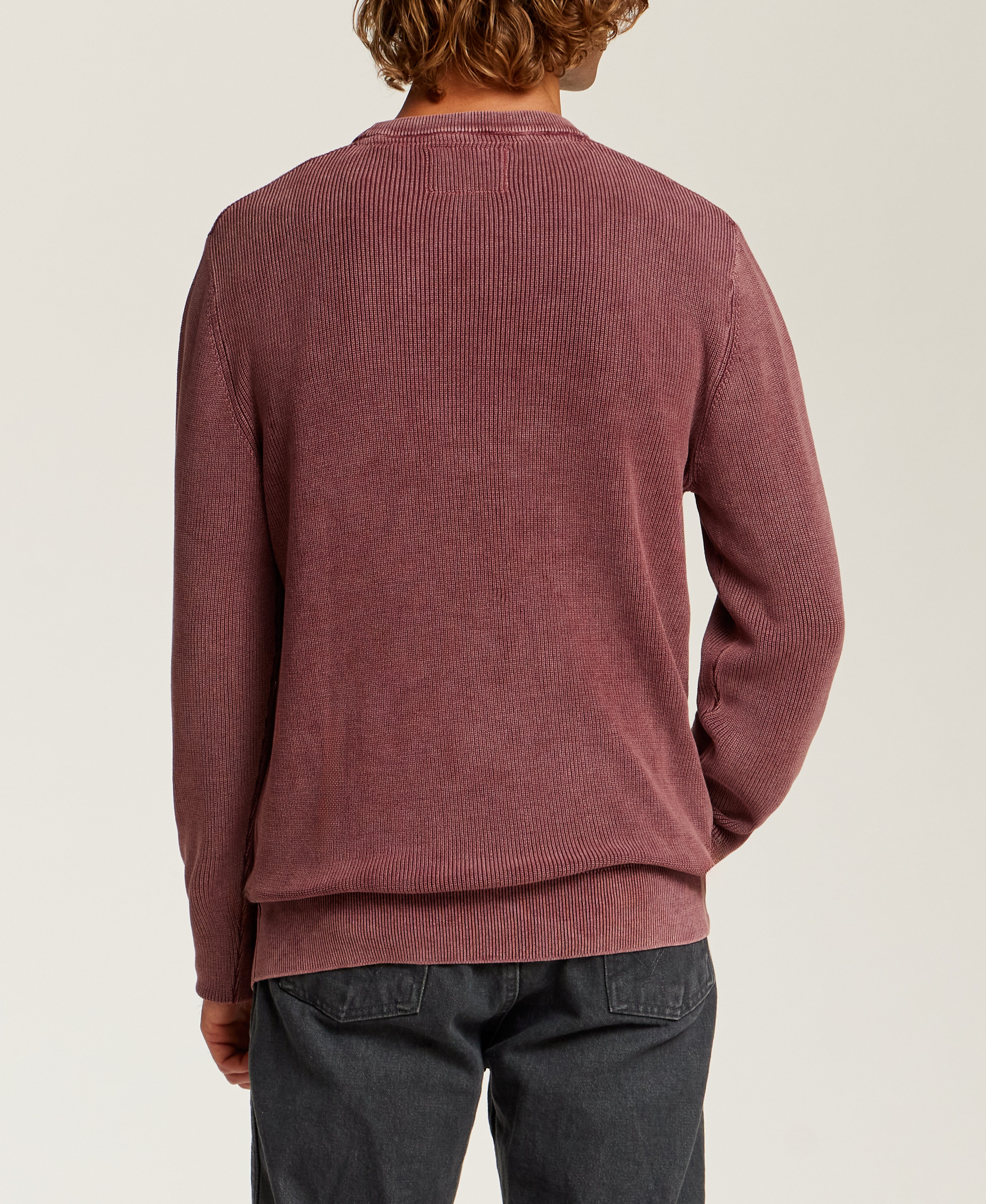 Vertical Rib Stonewash Sweater in Windsor Wine