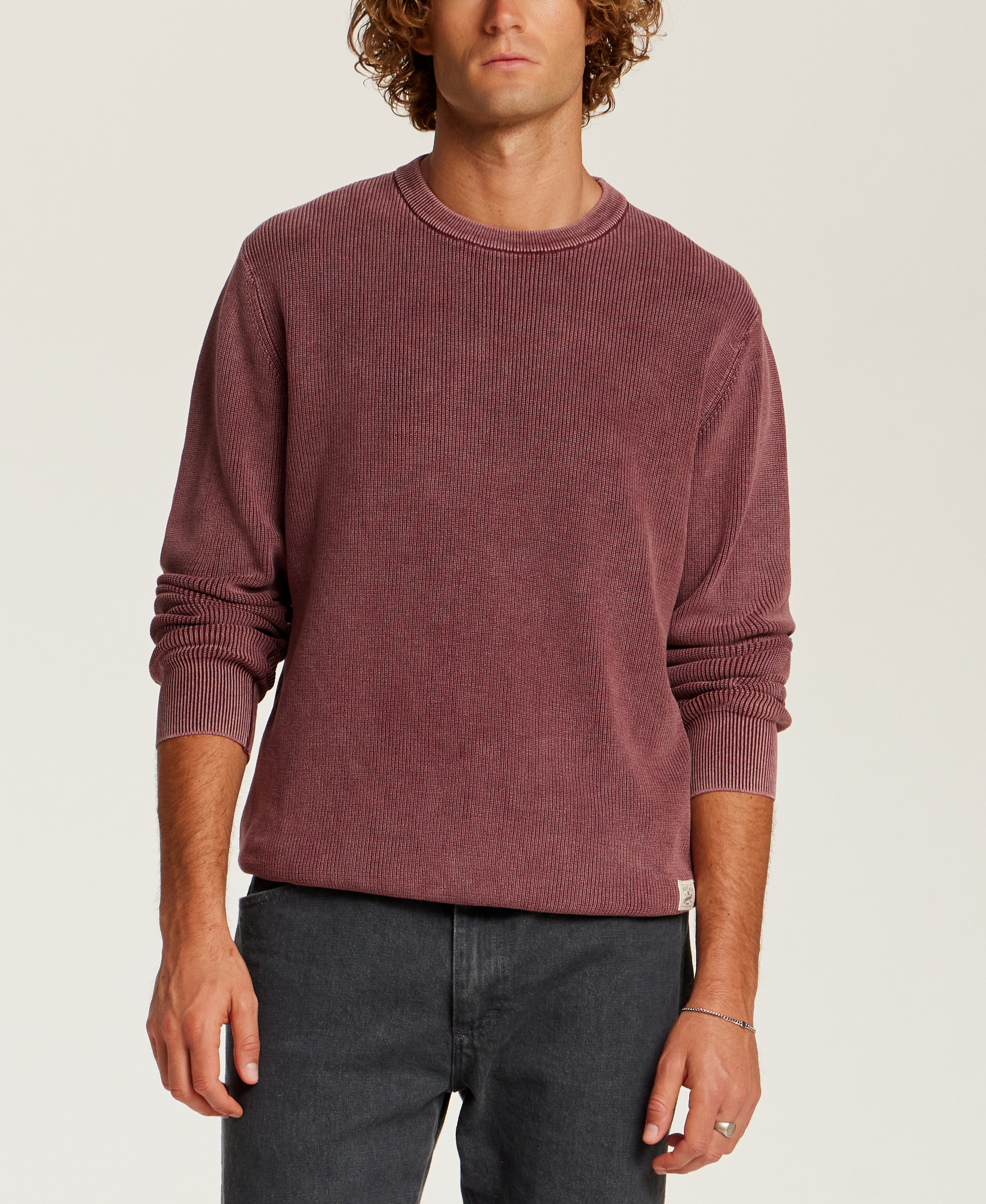 Vertical Rib Stonewash Sweater in Windsor Wine