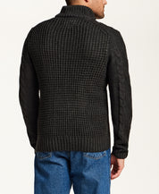 Mixed-Stitch Cable Quarter-Zip Sweater in Charcoal Heather