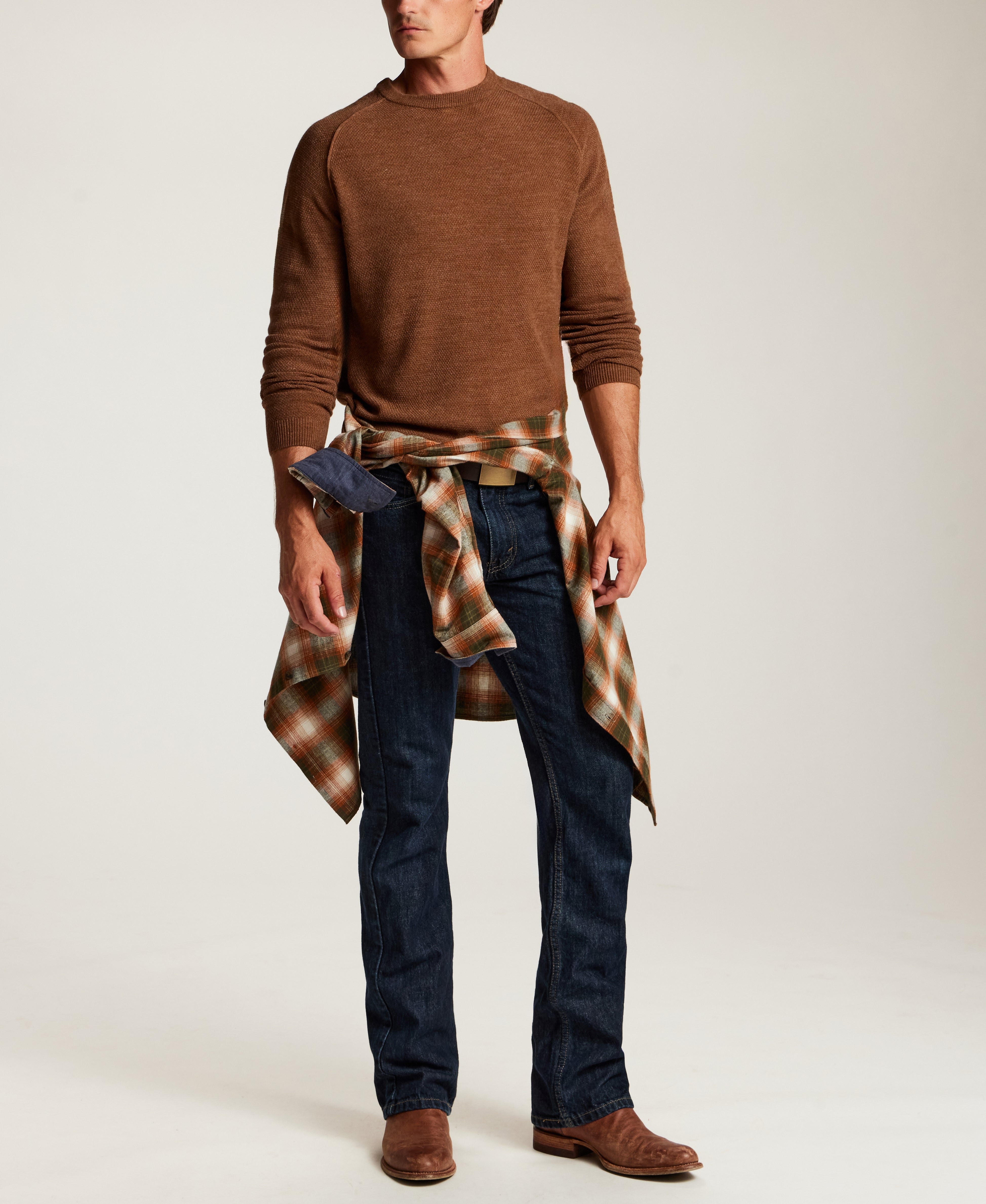 Soft Knit Crewneck Sweater in Almond Heather