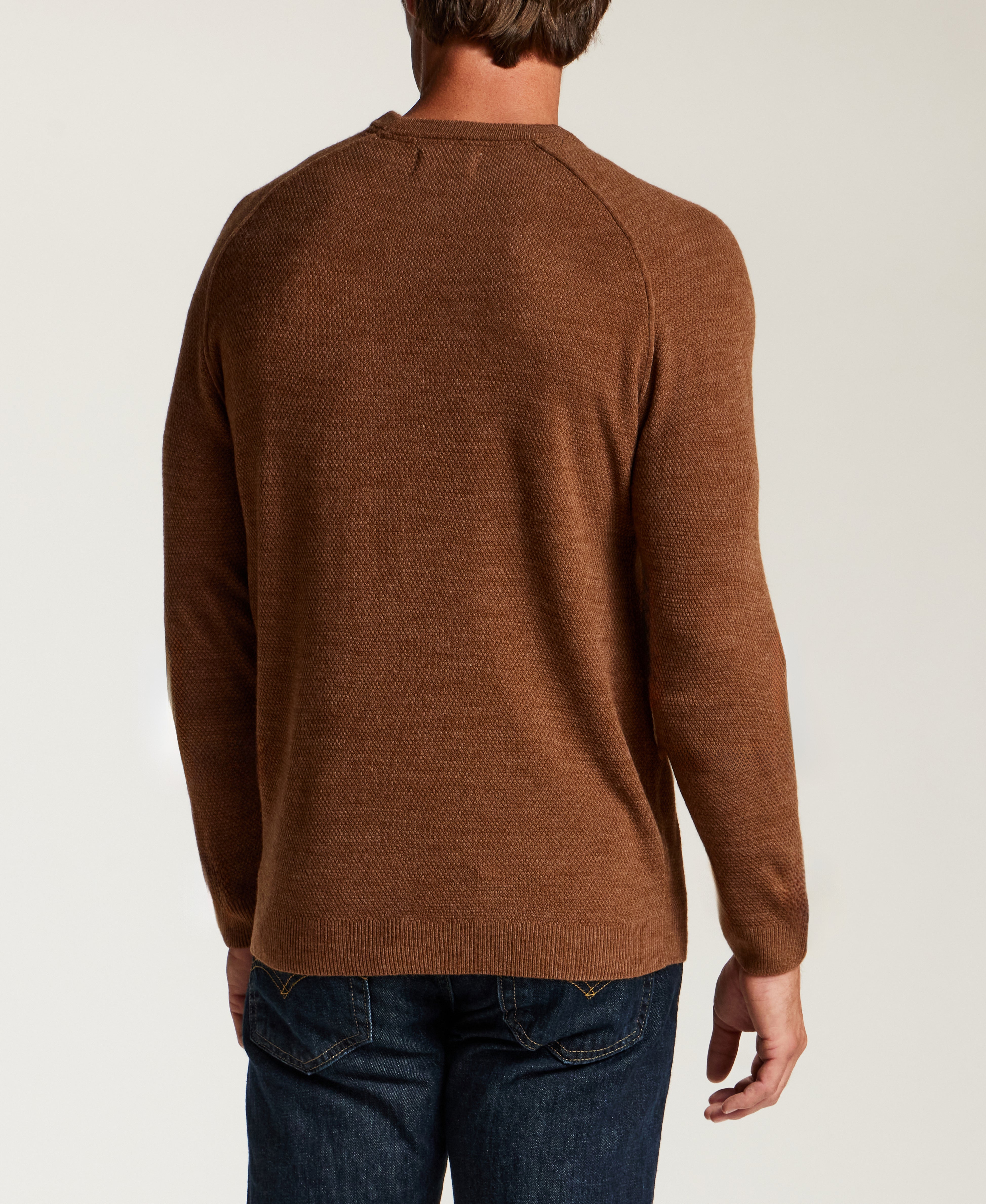 Soft Knit Crewneck Sweater in Almond Heather