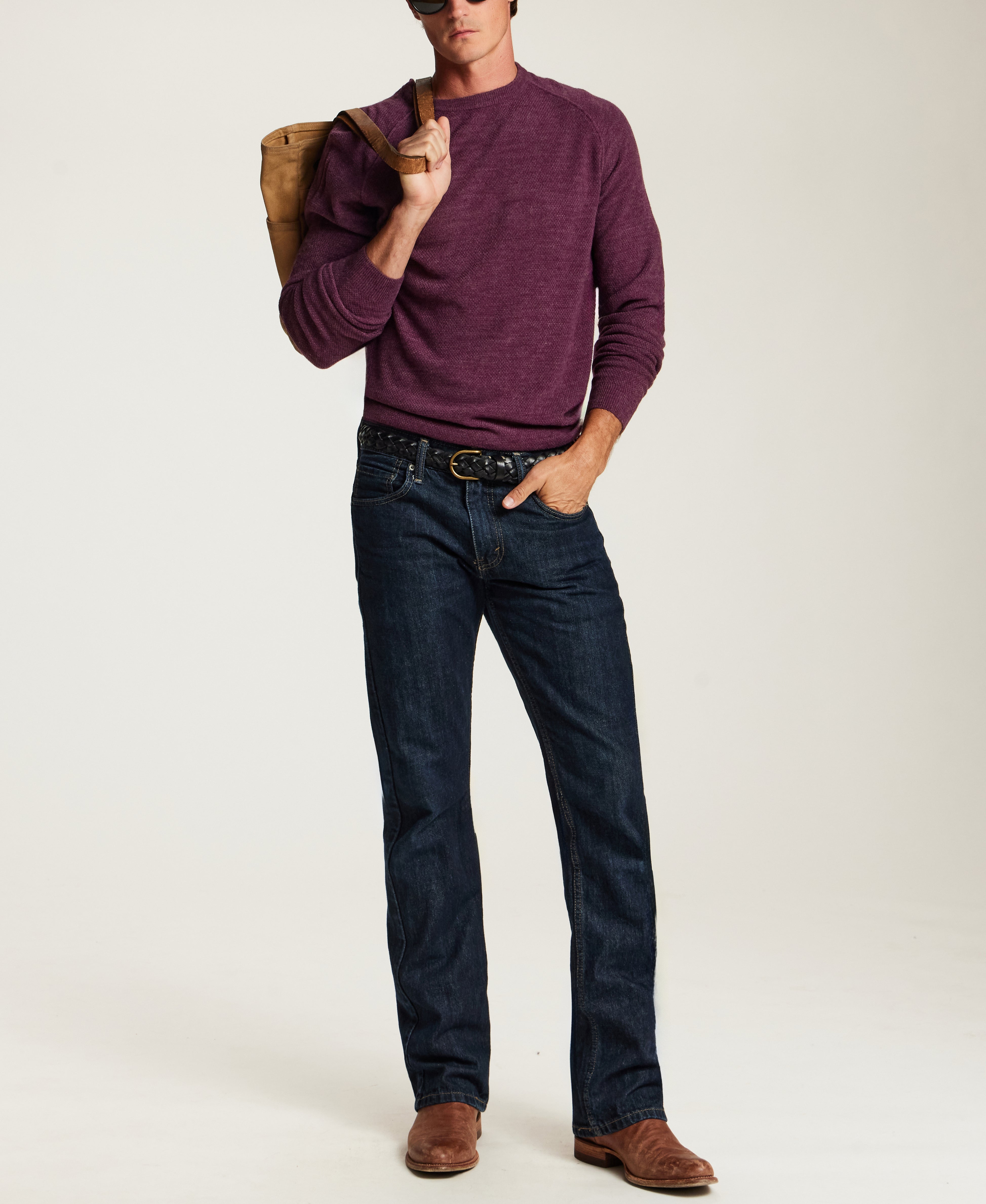 Soft Knit Crewneck Sweater in Fig